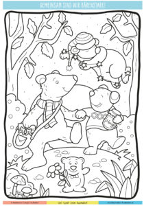 ausmalbild, bärenstarkes fest, kindergarten st. gilgen, evelyn faulhaber illustration